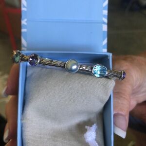 Beautiful silver Brighton bracelet with pearl teal and amethyst stones